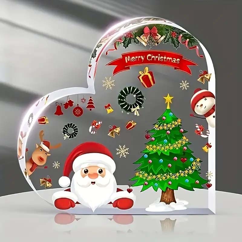 Elegant Heart-Shaped Acrylic Christmas Ornament – No Batteries Needed