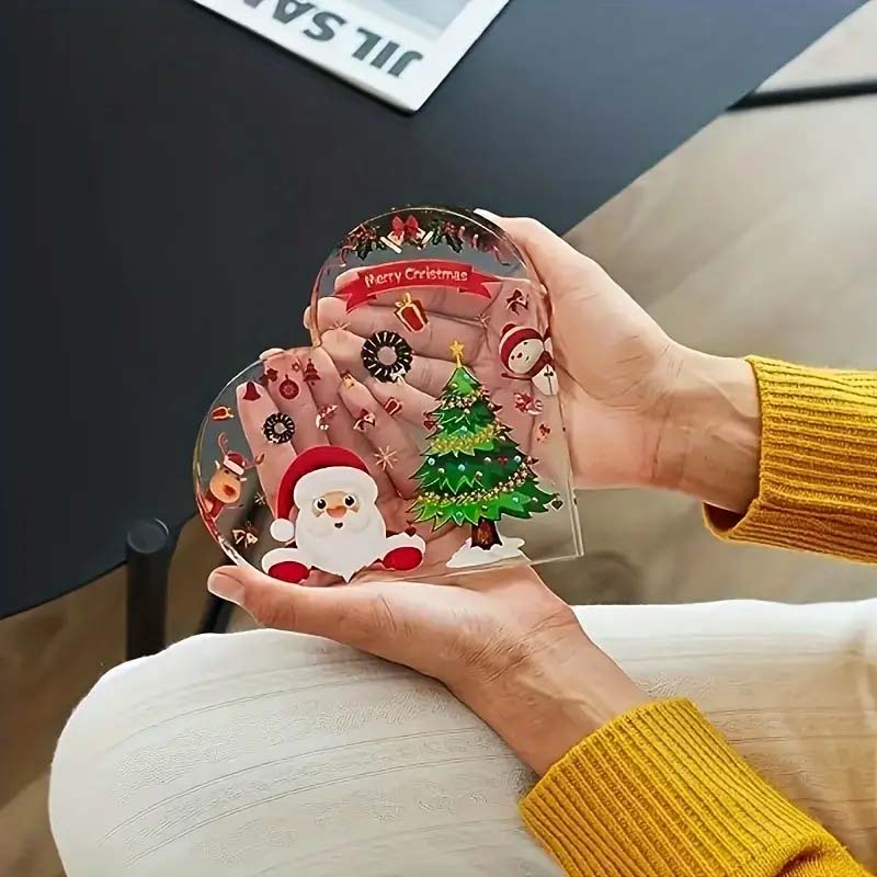 Elegant Heart-Shaped Acrylic Christmas Ornament – No Batteries Needed