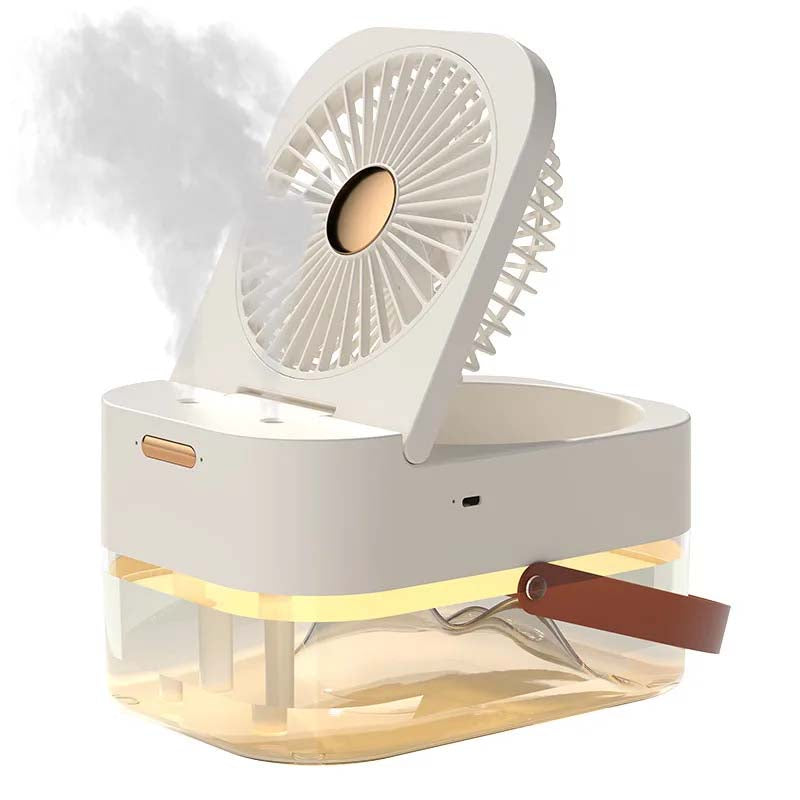 3-in-1 Portable Fan: Cooler, Humidifier, Night Light - USB Desktop