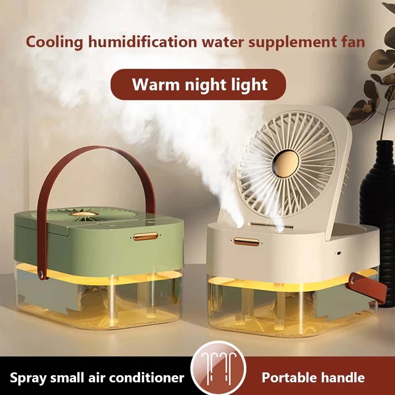 3-in-1 Portable Fan: Cooler, Humidifier, Night Light - USB Desktop