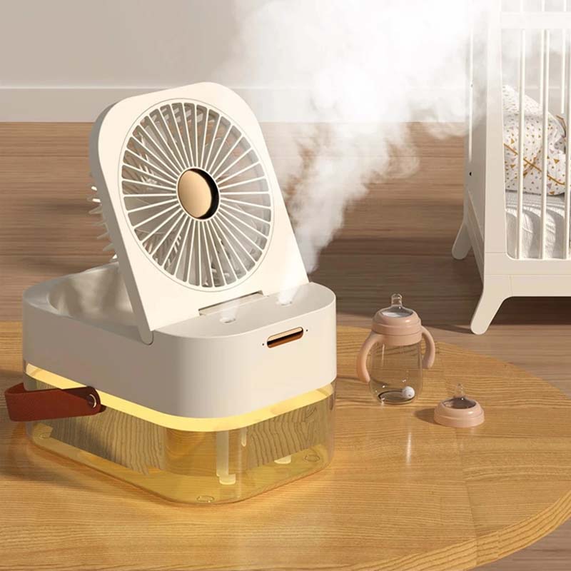 3-in-1 Portable Fan: Cooler, Humidifier, Night Light - USB Desktop