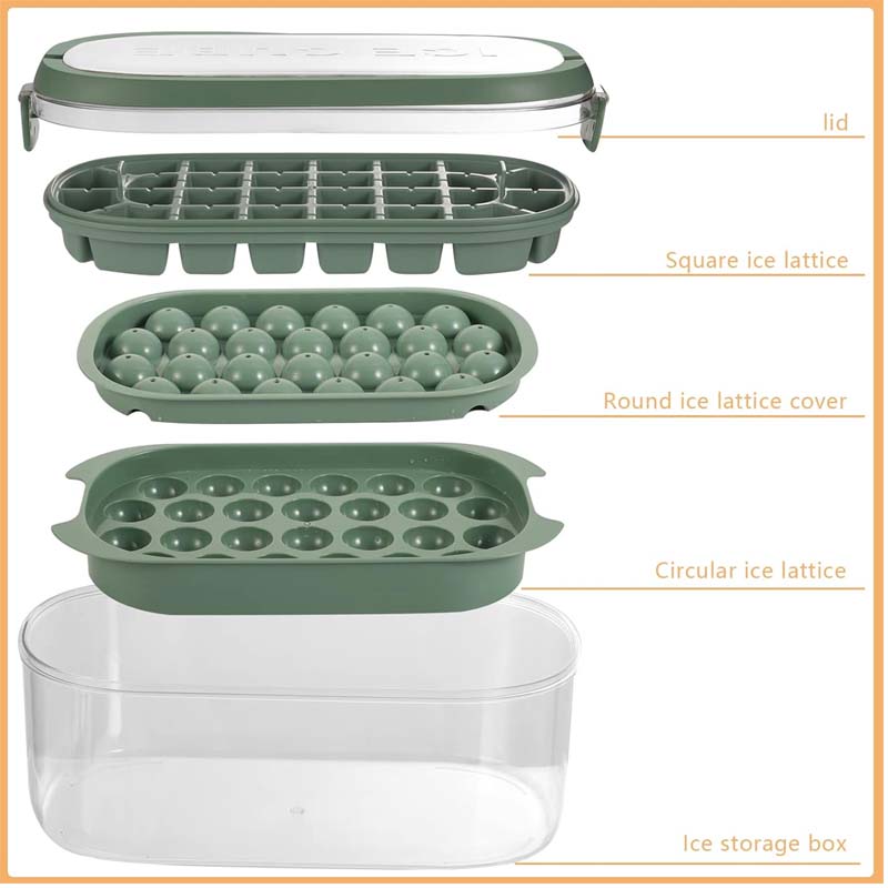 Ice Tray with Storage Box Tong Scoop