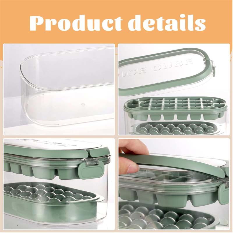 Ice Tray with Storage Box Tong Scoop