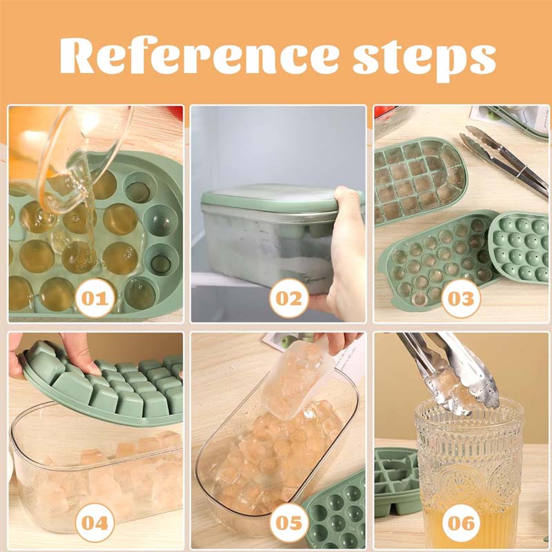 Ice Tray with Storage Box Tong Scoop