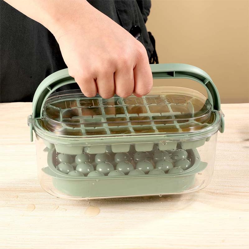 Ice Tray with Storage Box Tong Scoop