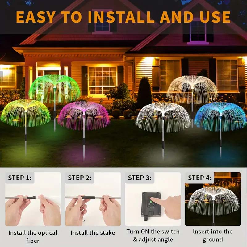 6pcs Solar-Powered Jellyfish Christmas Lights - 7-Color Changing & Waterproof