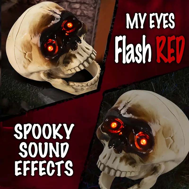 Spooky Motion Sensor LED Skull - Sound-Activated Halloween Decor