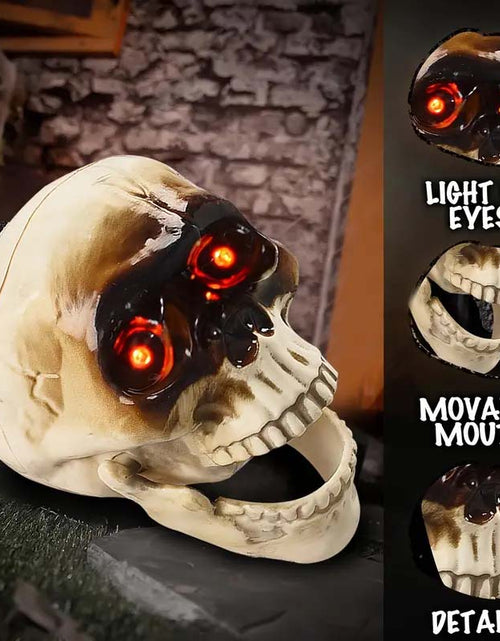 Load image into Gallery viewer, Spooky Motion Sensor LED Skull - Sound-Activated Halloween Decor
