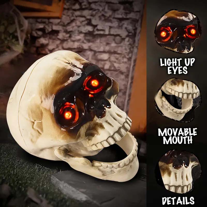 Spooky Motion Sensor LED Skull - Sound-Activated Halloween Decor