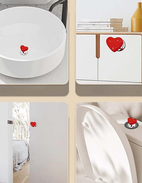 Load image into Gallery viewer, Love Heart Shaped Toilet Tank Button and Manicure Toilet Lid Cover Lifter Set
