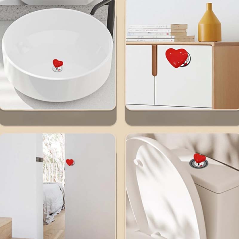 Love Heart Shaped Toilet Tank Button and Manicure Toilet Lid Cover Lifter Set