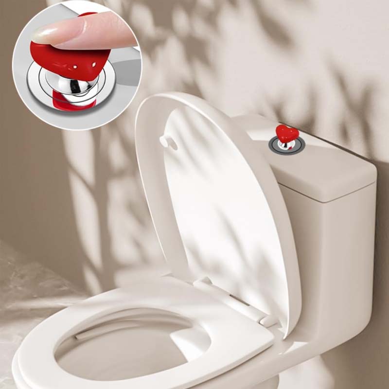 Love Heart Shaped Toilet Tank Button and Manicure Toilet Lid Cover Lifter Set