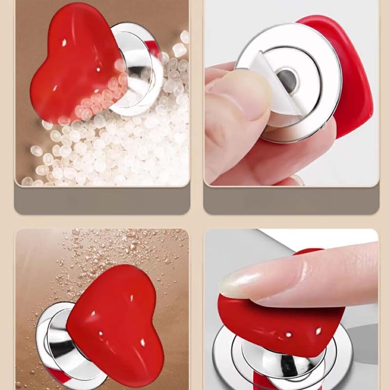 Love Heart Shaped Toilet Tank Button and Manicure Toilet Lid Cover Lifter Set