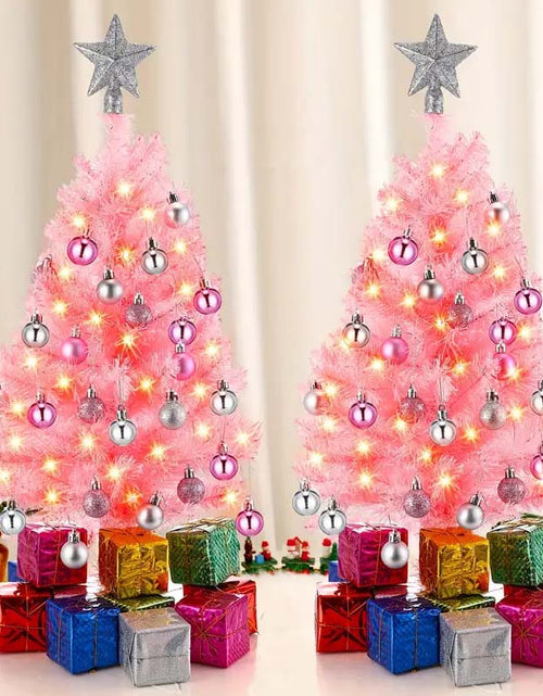 Load image into Gallery viewer, 2-Pack 24&quot; Pink Mini Pre-Lit Christmas Tree
