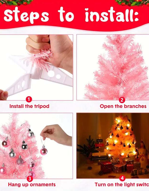 Load image into Gallery viewer, 2-Pack 24&quot; Pink Mini Pre-Lit Christmas Tree
