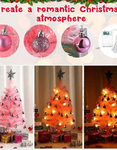 Load image into Gallery viewer, 2-Pack 24&quot; Pink Mini Pre-Lit Christmas Tree
