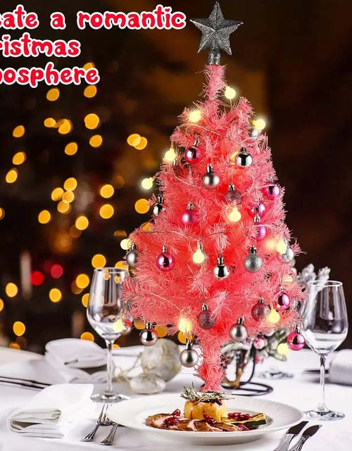 Load image into Gallery viewer, 2-Pack 24&quot; Pink Mini Pre-Lit Christmas Tree
