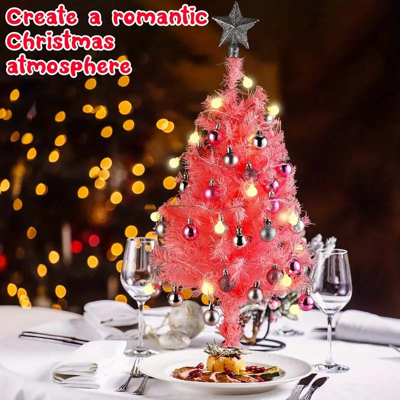 2-Pack 24" Pink Mini Pre-Lit Christmas Tree