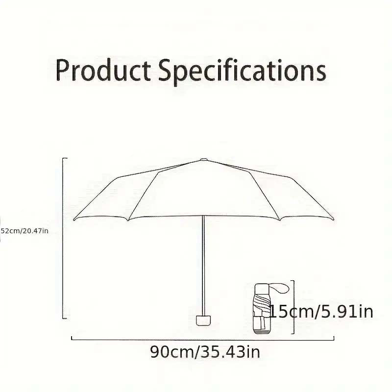 Rib Portable Mini Pocket Umbrella - Water-Resistant Foldable.