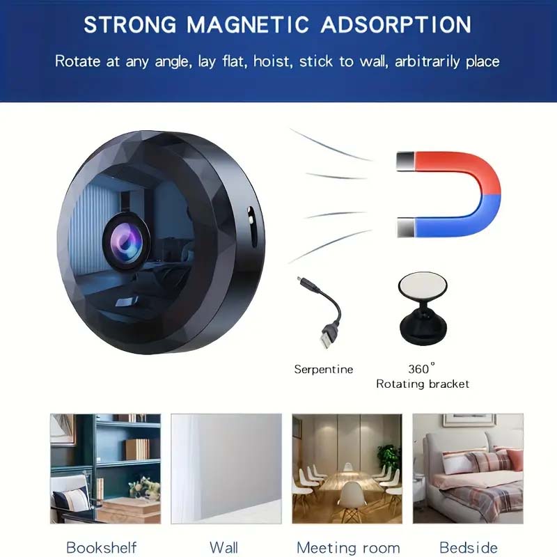 Mini WiFi Security Camera - Night Vision, Motion Detection, Compact & Discreet