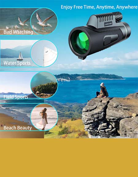 Ten&Blessings 12x50 HD Monocular Telescope with Smartphone Adapter - Perfect for Outdoors