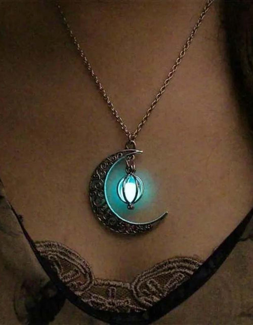 Load image into Gallery viewer, Luminous Moon Pendant Necklace | Glowing Stone &amp; Healing Charm
