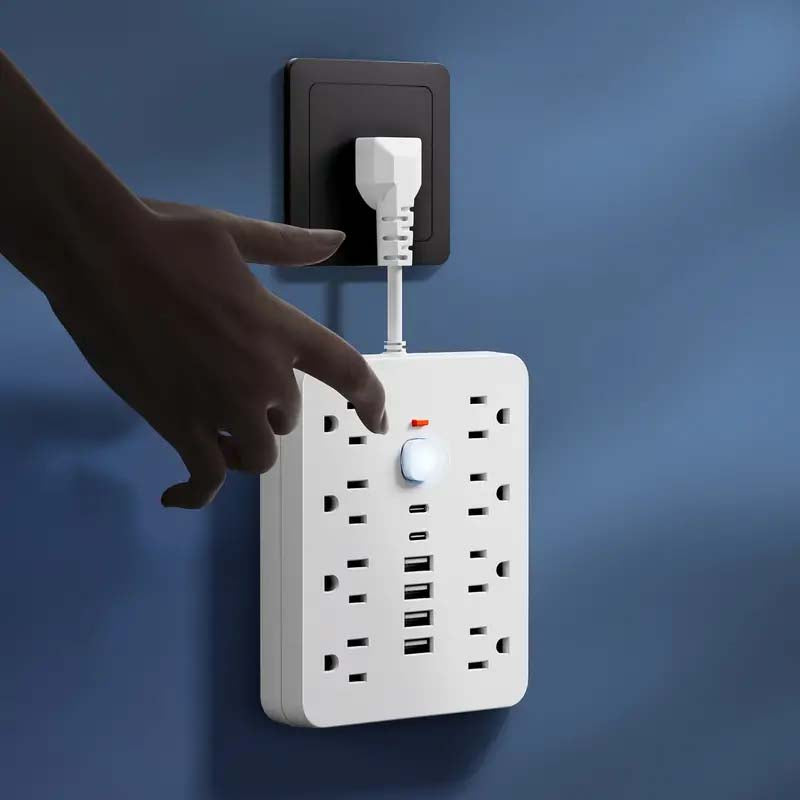 14-in-1 Power Adapter: USB, Type-C, AC Outlets, Surge Protector