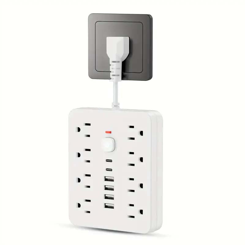 14-in-1 Power Adapter: USB, Type-C, AC Outlets, Surge Protector