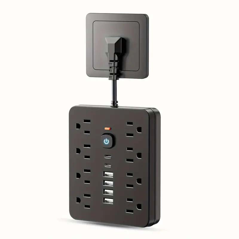 14-in-1 Power Adapter: USB, Type-C, AC Outlets, Surge Protector