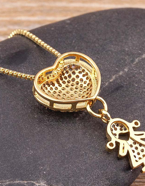 Load image into Gallery viewer, Luxury Copper Zircon Boy Girl Heart Pendant Necklace Mother&#39;s Day Gift
