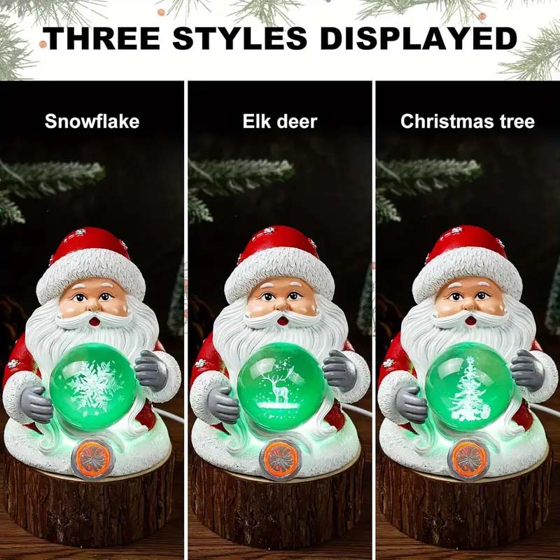 USB-Powered Santa Nightlight – 7-Color Changing Crystal Ball Christmas Decoration