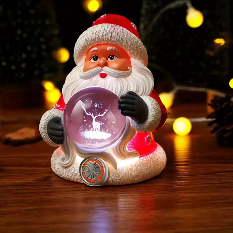 USB-Powered Santa Nightlight – 7-Color Changing Crystal Ball Christmas Decoration