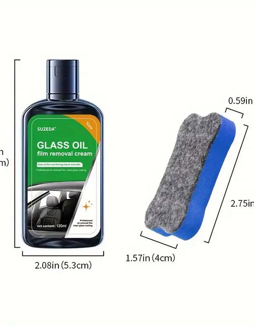 Load image into Gallery viewer, Windshield Cleaner &amp; Oil Film Remover - 4.06oz Bottle + Sponge | Streak-Free Car Glass Cleaner.
