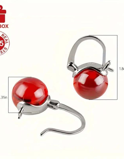 Load image into Gallery viewer, S925 Sterling Silver Red Pearl Dangle Earrings – Luxury French Style
