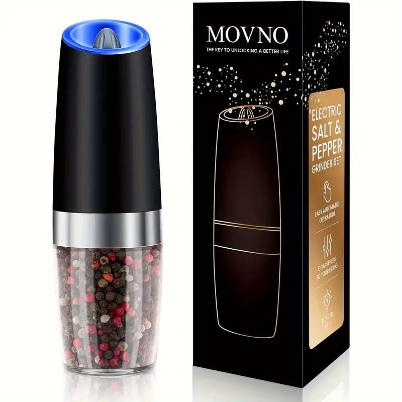 Electric Salt & Pepper Grinder Set - One-Hand Operation & LED Light