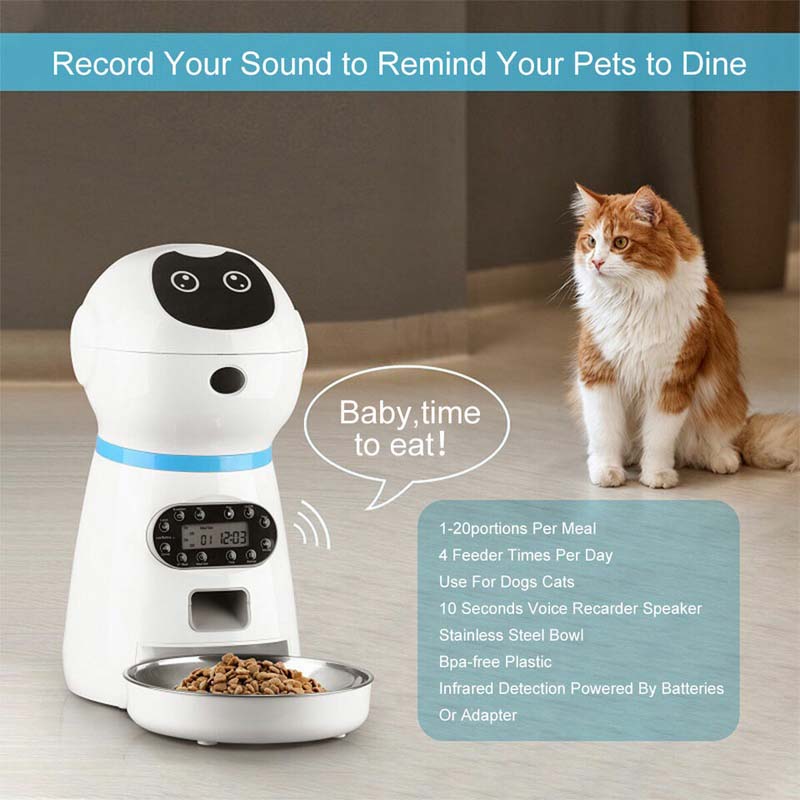 Automatic Pet Feeder – Dog & Cat Dispenser with LCD & Voice Recorder