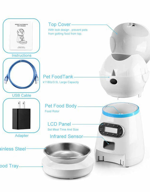 Load image into Gallery viewer, Automatic Pet Feeder – Dog &amp; Cat Dispenser with LCD &amp; Voice Recorder
