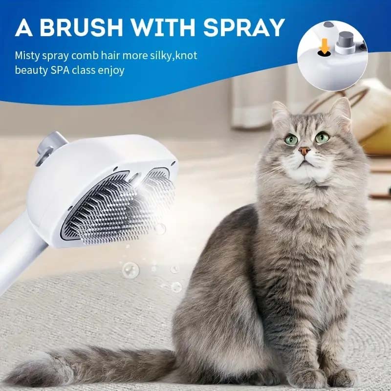 Cat Shedding Brush with One-Click Hair Removal and Durable Plastic Bristles