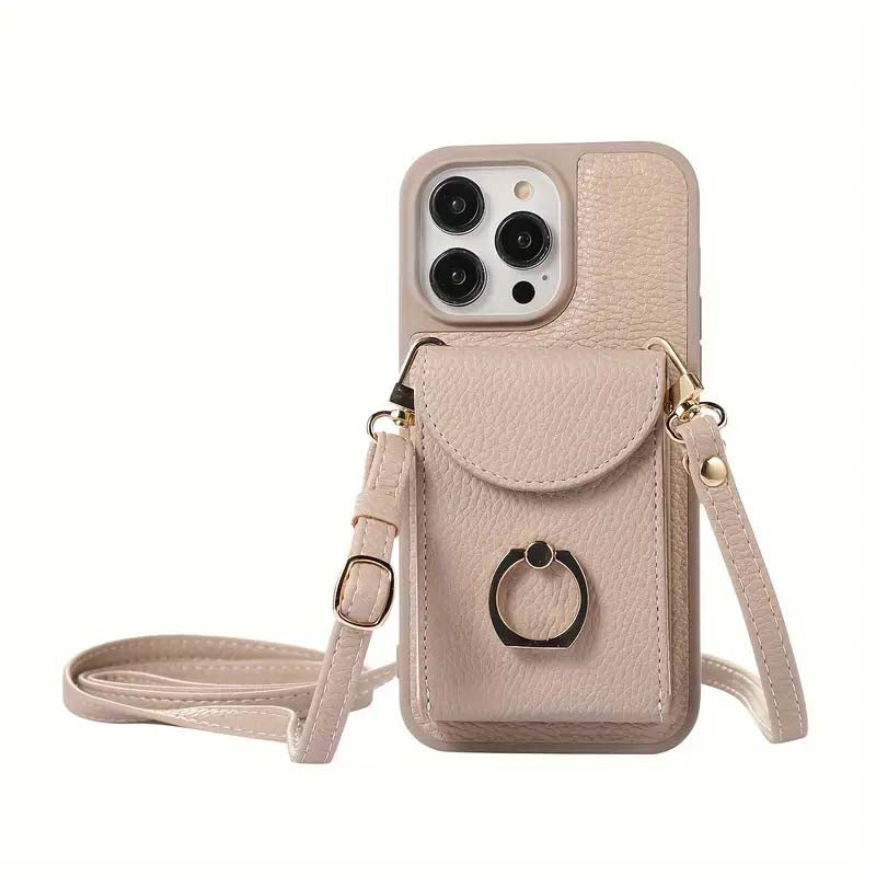 Premium Faux Leather Wallet Case with Ring Kickstand for iPhone - Stylish & Functional