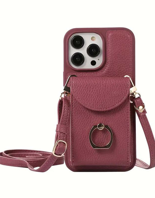 Load image into Gallery viewer, Premium Faux Leather Wallet Case with Ring Kickstand for iPhone - Stylish &amp; Functional
