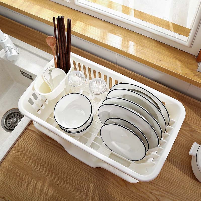 Simple Style Plastic Dish Drainer and Storage Rack Kitchen Shelf Drain Bowl Basket