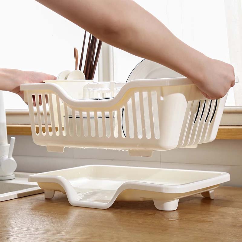 Simple Style Plastic Dish Drainer and Storage Rack Kitchen Shelf Drain Bowl Basket