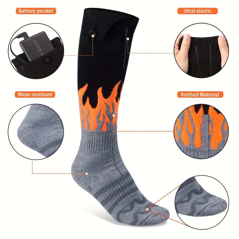 Heated Socks – Rechargeable Battery Socks with 4 Heat Settings for Men & Women