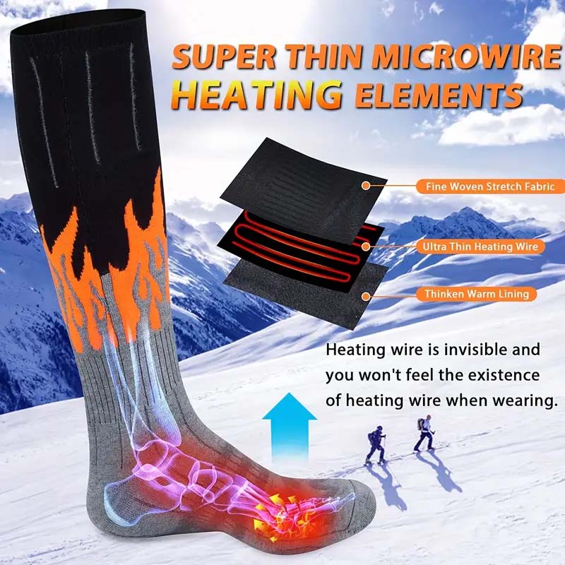 Heated Socks – Rechargeable Battery Socks with 4 Heat Settings for Men & Women