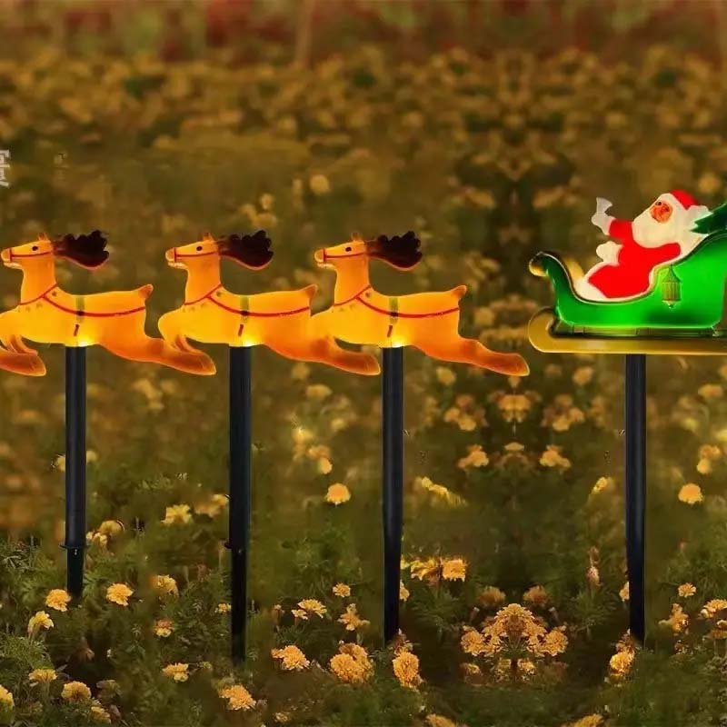 5-Piece Solar-Powered LED Santa & Reindeer Lights Set