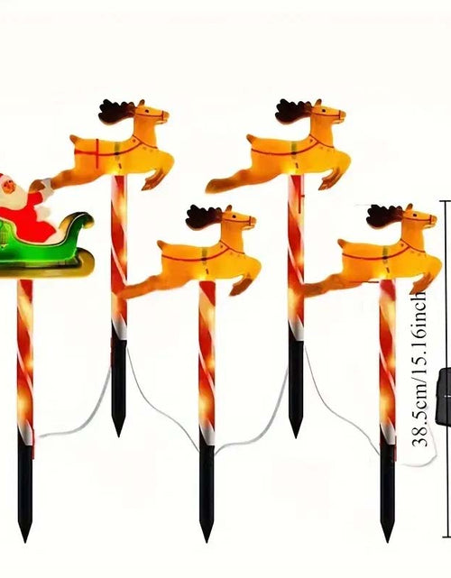 Load image into Gallery viewer, 5-Piece Solar-Powered LED Santa &amp; Reindeer Lights Set
