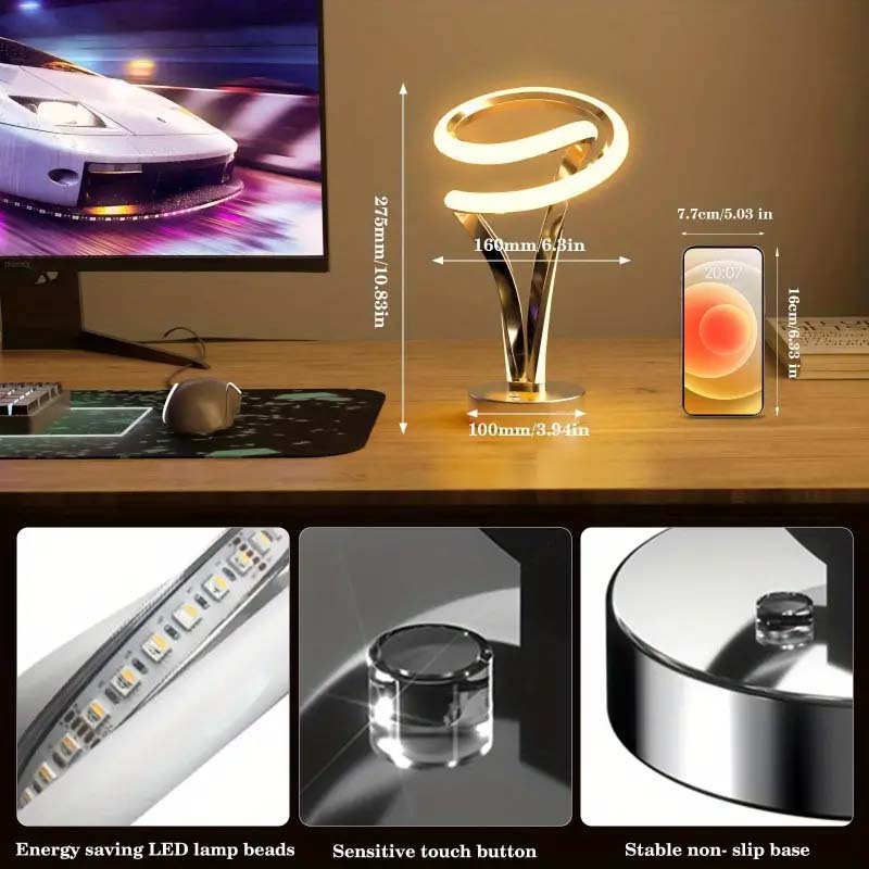 12-Color Changing Spiral RGB LED Lamp with Remote & Touch Control