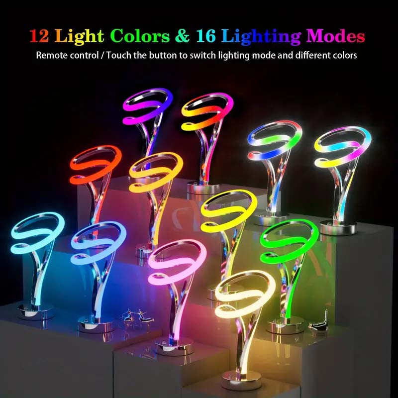 12-Color Changing Spiral RGB LED Lamp with Remote & Touch Control