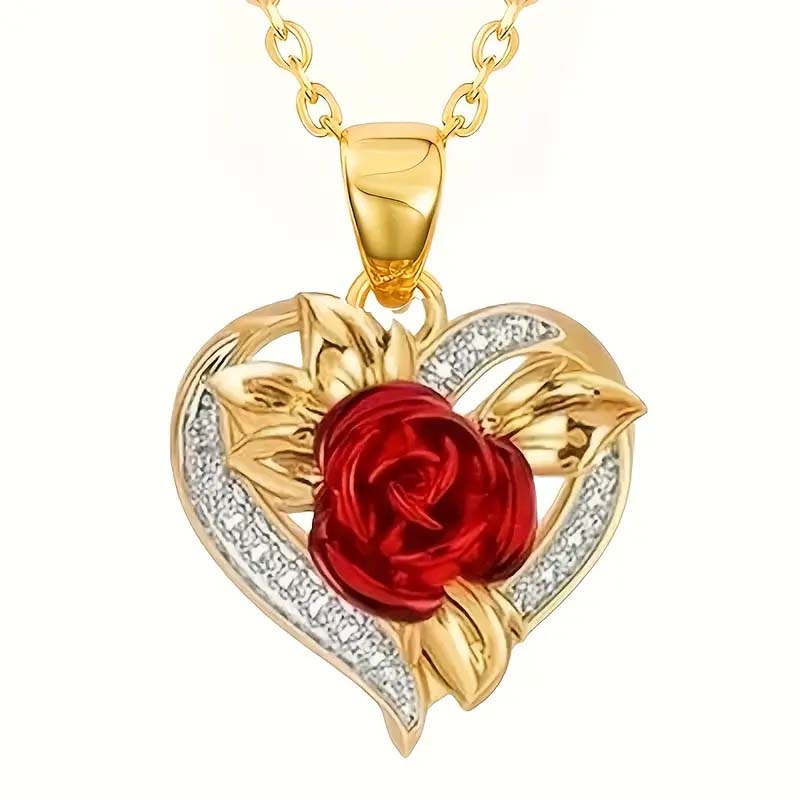 Love Rose Pendant Necklace - Romantic Jewelry