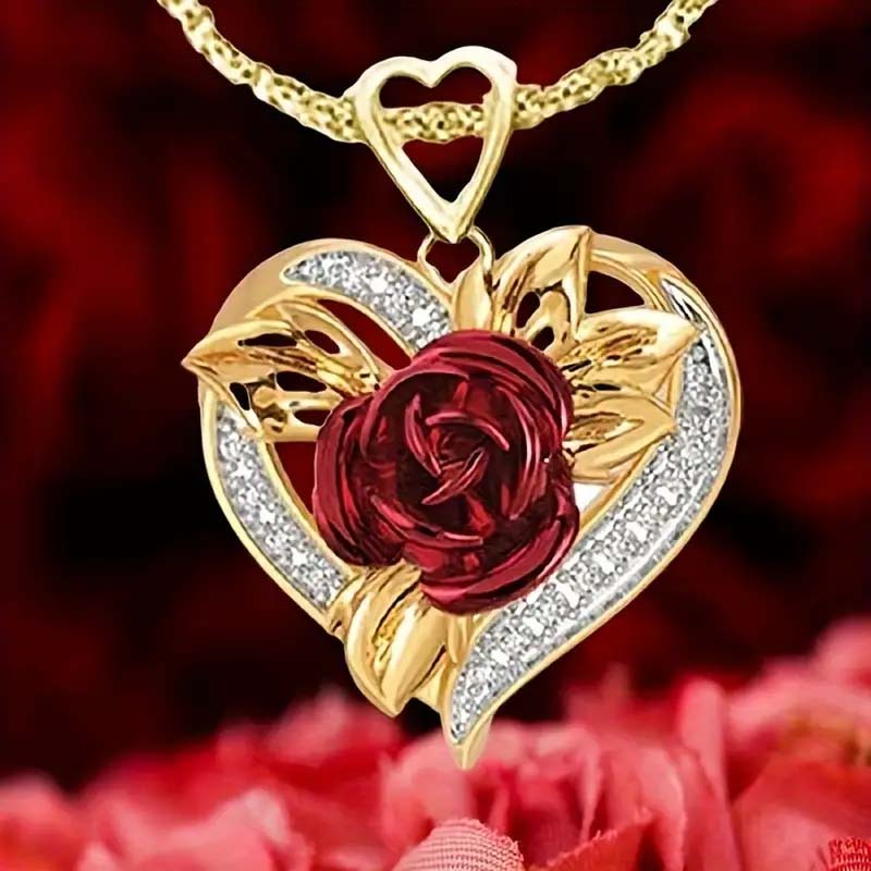 Love Rose Pendant Necklace - Romantic Jewelry